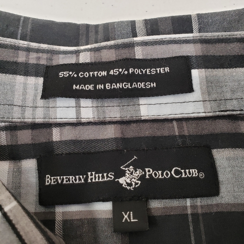 Beverly Hills Polo Club Mens Plaid Button Shirt Size XL - Picture 5 of 6